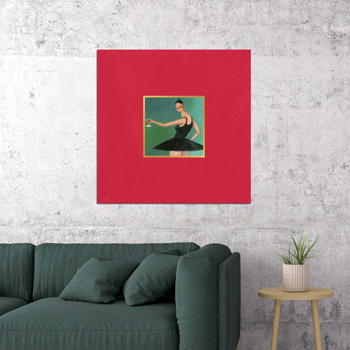 Kanye West My Beautiful Dark Twisted Fantasy Album Cover Art Music Poster Rap Wall Print