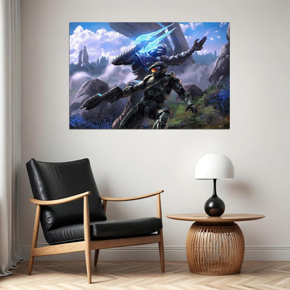 Halo Video Game Poster Sci-fi Shooter Wall Art Master Chief Print