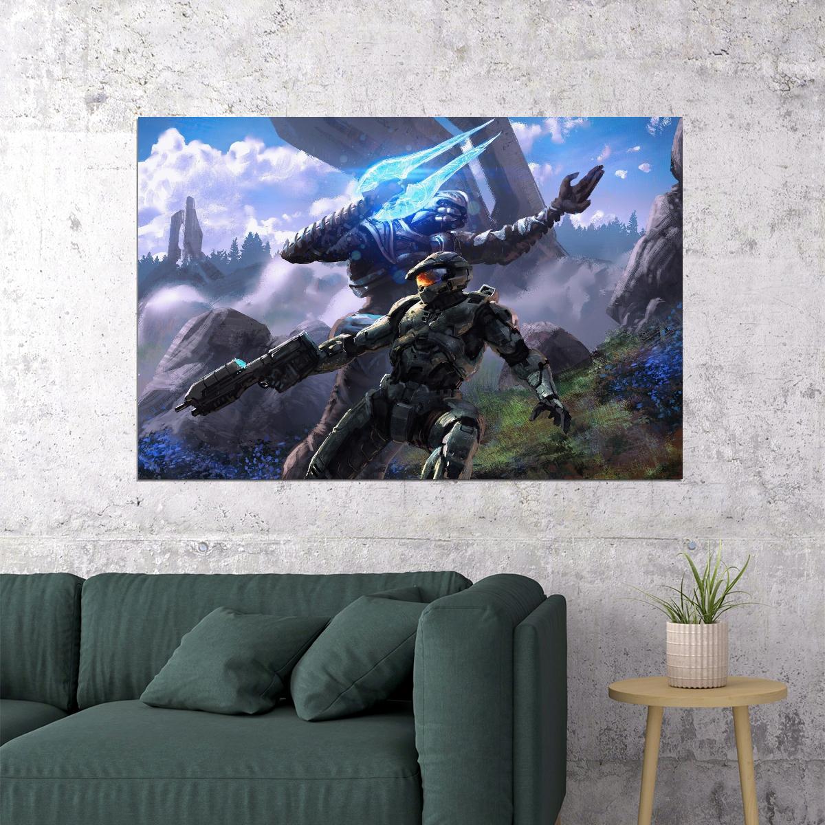 Halo Video Game Poster Sci-fi Shooter Wall Art Master Chief Print