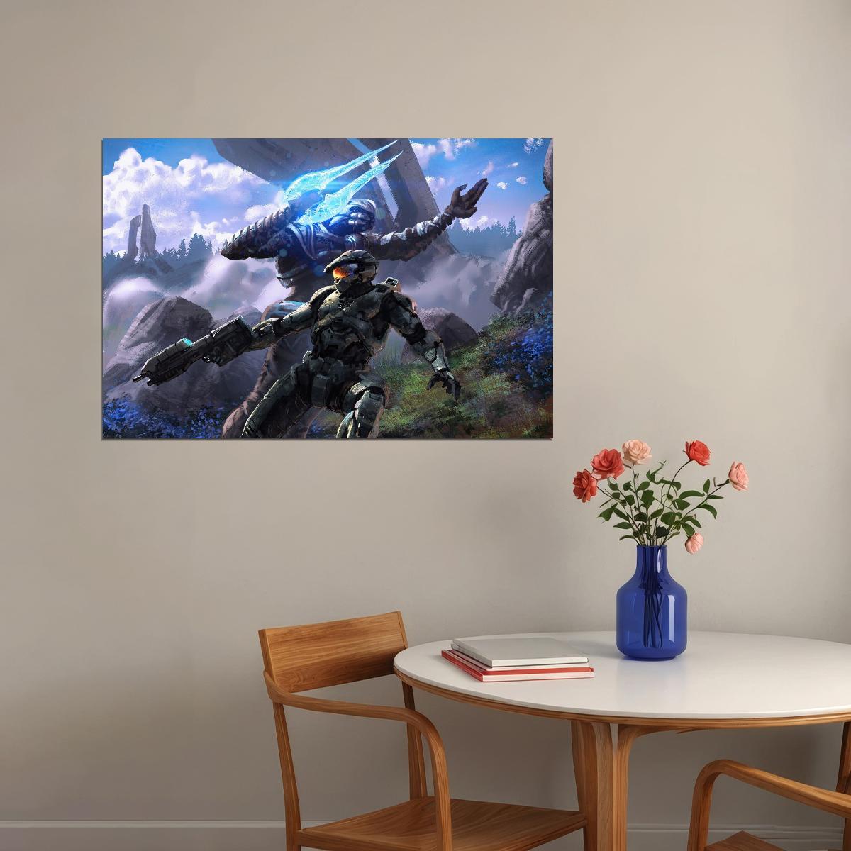 Halo Video Game Poster Sci-fi Shooter Wall Art Master Chief Print