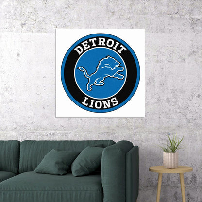 Detroit Lions Football Poster Nfl Team Logo Wall Art Sports Print