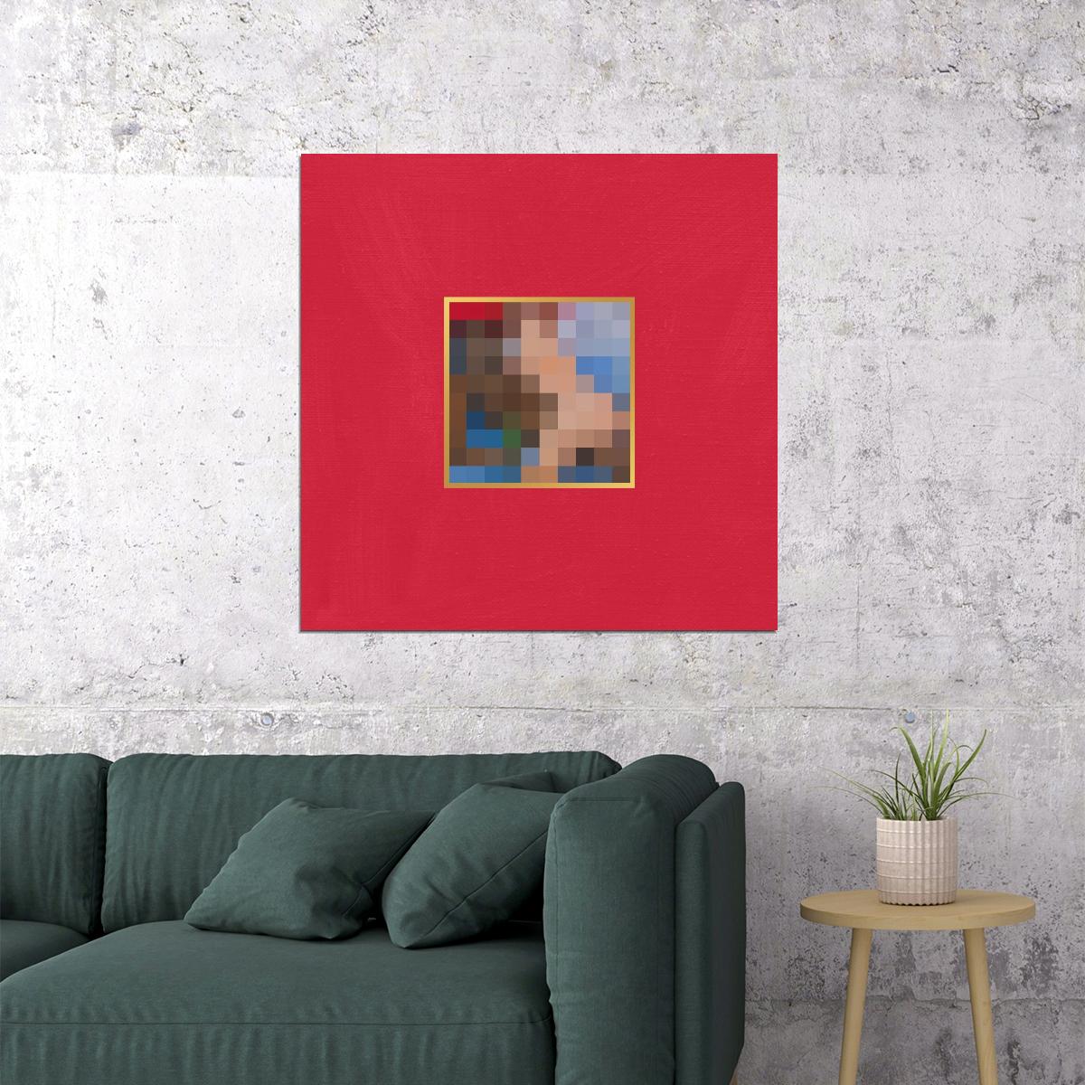 Kanye West My Beautiful Dark Twisted Fantasy Album Cover Art Music Poster Rap Wall Print