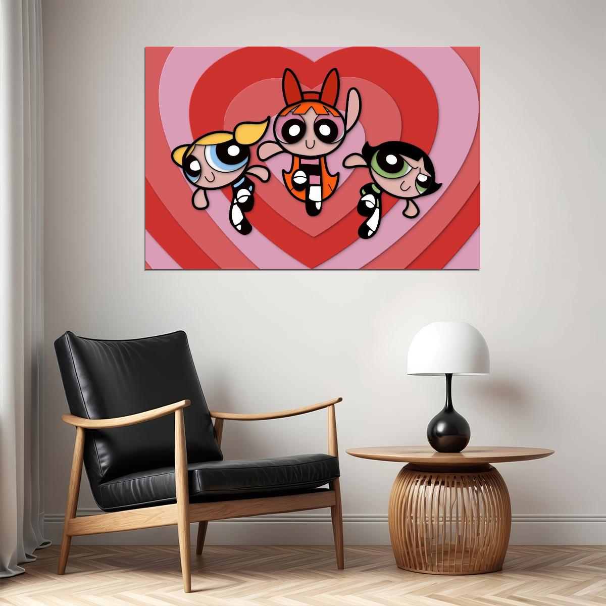 Powerpuff Girls Tv Series Poster Animated Cartoon Kids Print Wall Art - xonomax