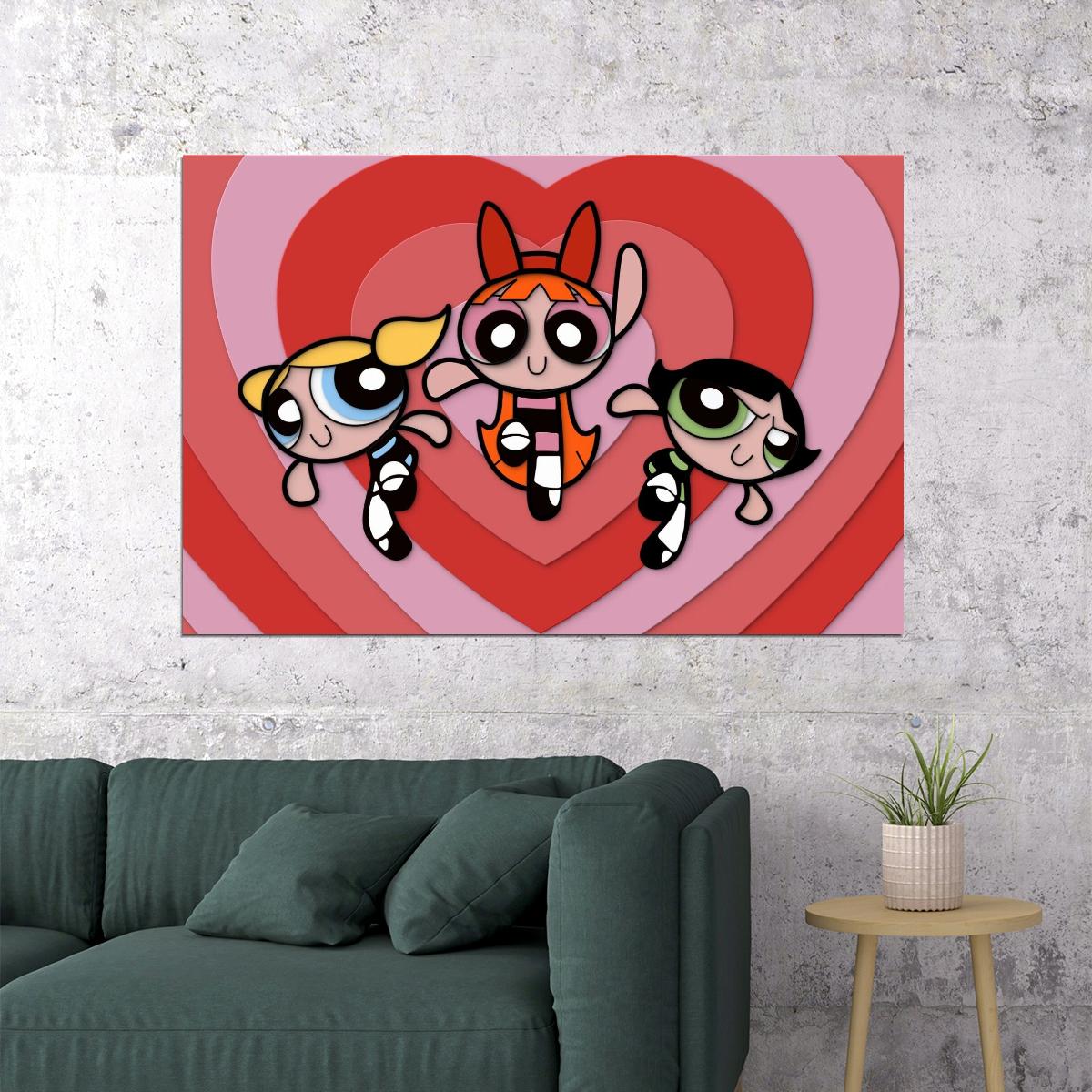 Powerpuff Girls Tv Series Poster Animated Cartoon Kids Print Wall Art - xonomax