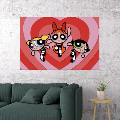 Powerpuff Girls Tv Series Poster Animated Cartoon Kids Print Wall Art - xonomax