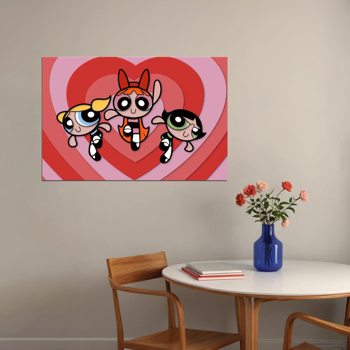 Powerpuff Girls Tv Series Poster Animated Cartoon Kids Print Wall Art - xonomax