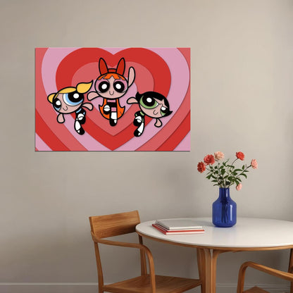 Powerpuff Girls Tv Series Poster Animated Cartoon Kids Print Wall Art - xonomax