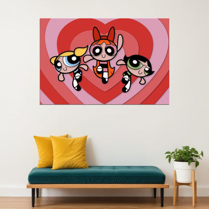 Powerpuff Girls Tv Series Poster Animated Cartoon Kids Print Wall Art - xonomax