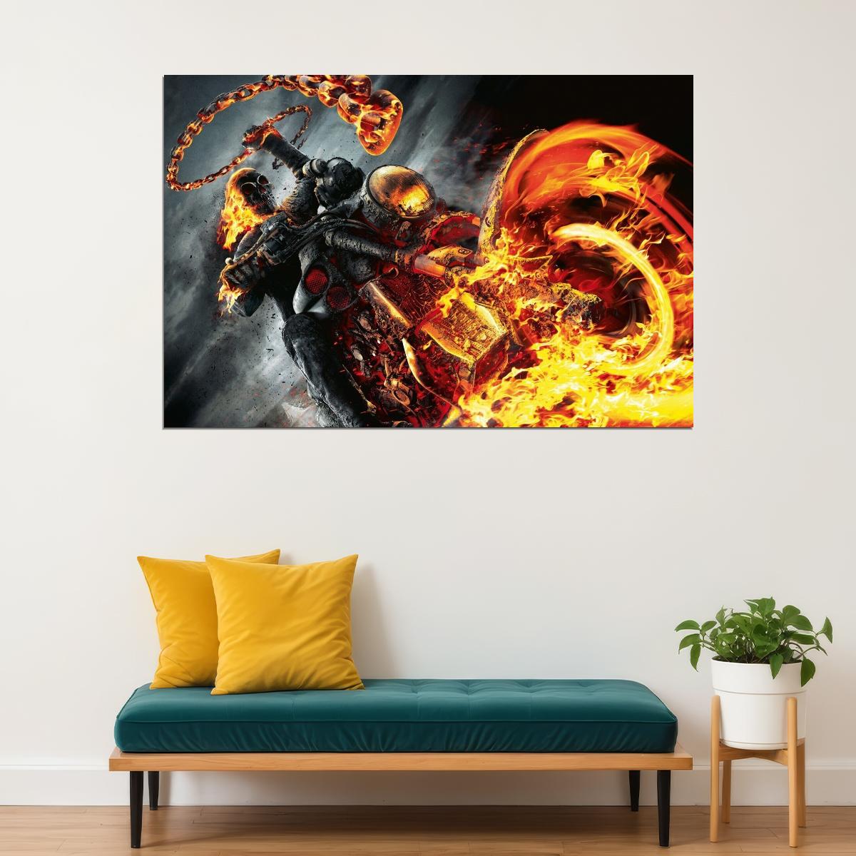 Ghost Rider Movie Poster Marvel Superhero Film Wall Art Action Print