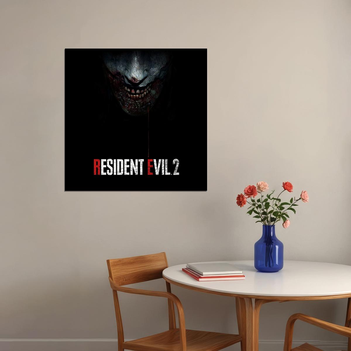 Resident Evil 2 Video Game Poster Survival Horror Gamer Wall Art Print