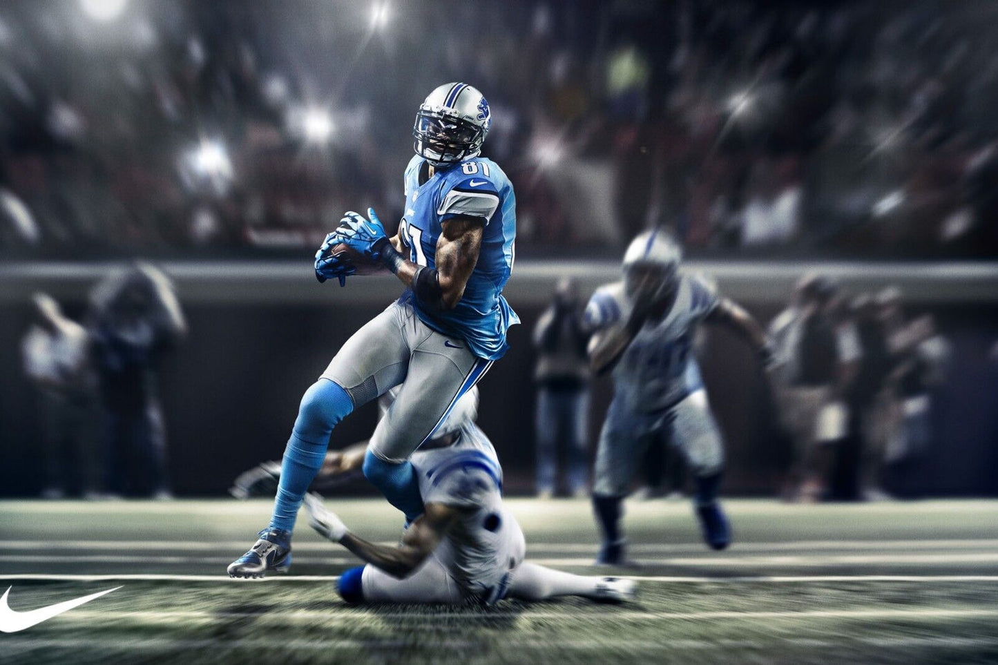 Calvin Johnson Football Poster Nfl Star Wall Art Detroit Lions Sports Print - xonomax