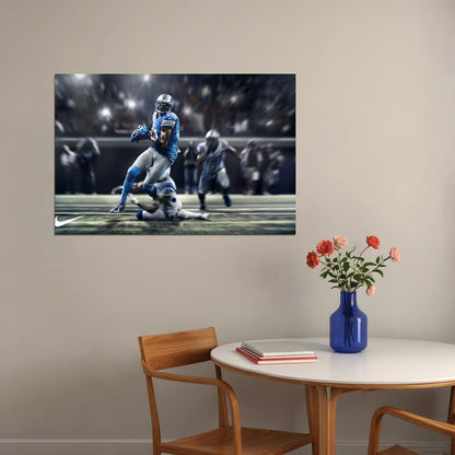 Calvin Johnson Football Poster Nfl Star Wall Art Detroit Lions Sports Print - xonomax