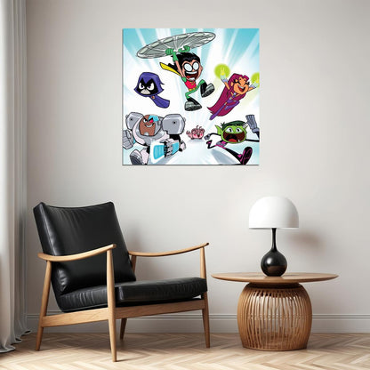 Teen Titans Tv Show Movie Poster Iconic Animated Heroes Wall Art