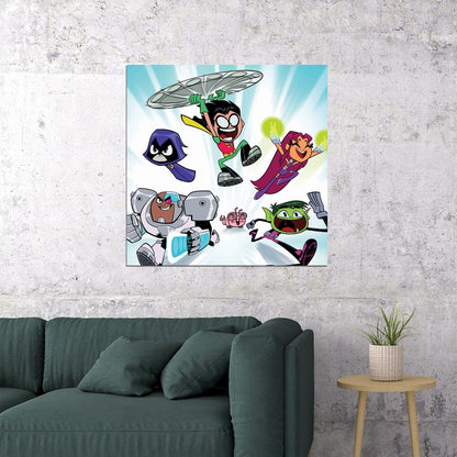 Teen Titans Tv Show Movie Poster Iconic Animated Heroes Wall Art