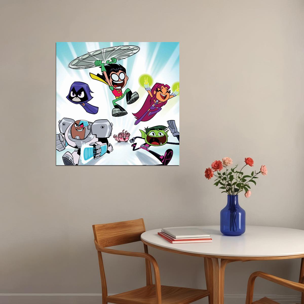 Teen Titans Tv Show Movie Poster Iconic Animated Heroes Wall Art