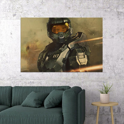 Halo Video Game Poster Sci-fi Shooter Wall Art Master Chief Print