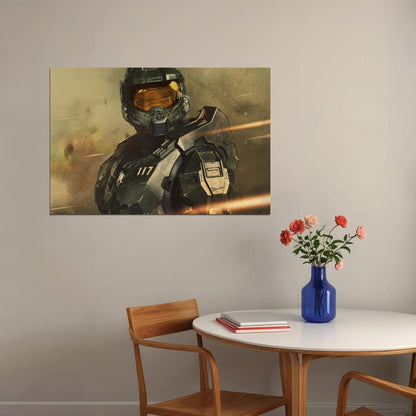 Halo Video Game Poster Sci-fi Shooter Wall Art Master Chief Print