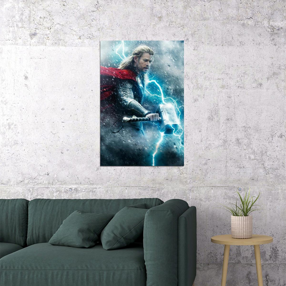 Thor Movie Poster Iconic Marvel Superhero Art Epic Chris Hemsworth Action Film Print