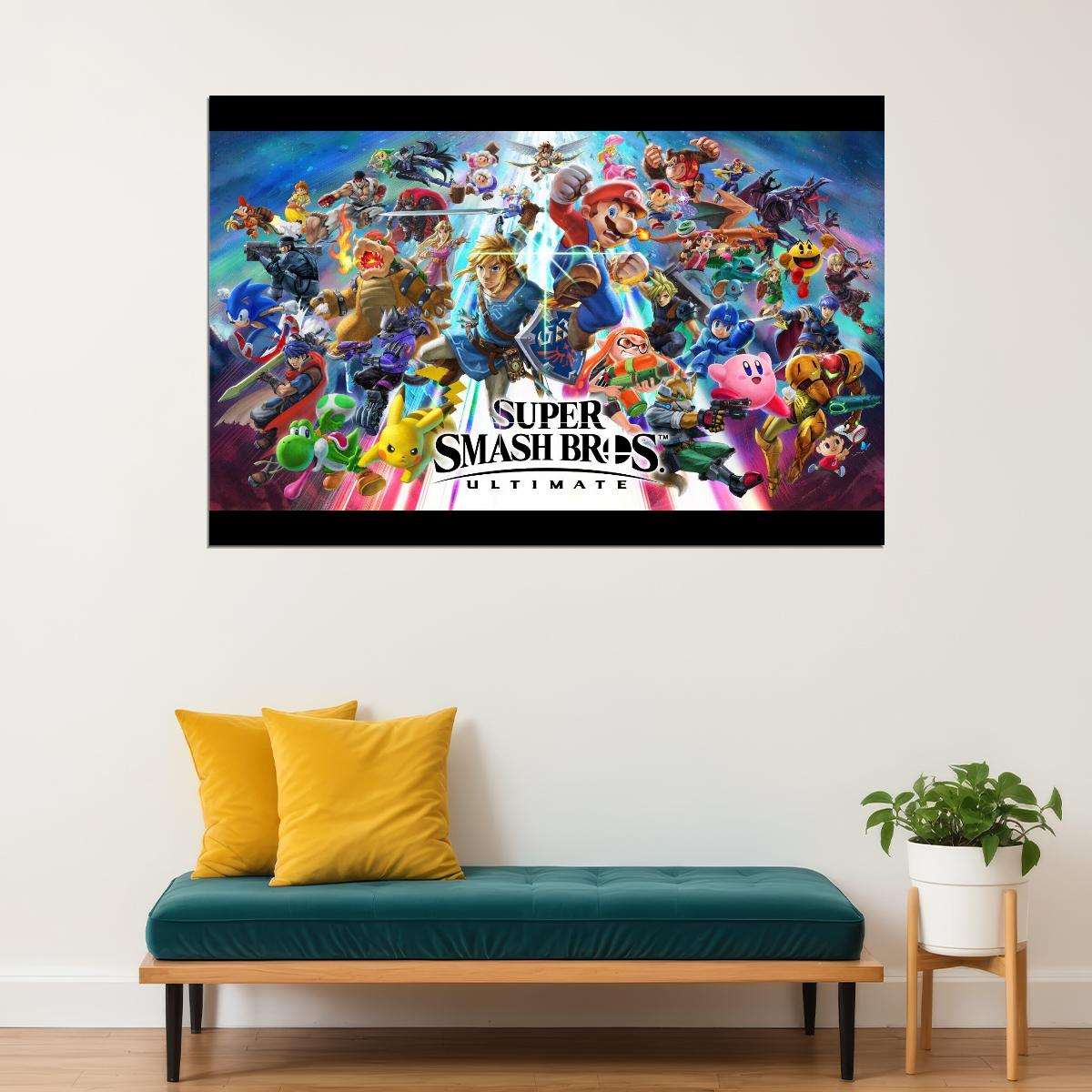 Super Smash Bros Nintendo Video Game Poster Iconic Fighting Game Wall Art