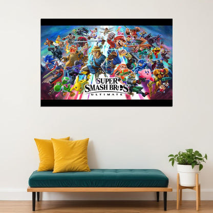 Super Smash Bros Nintendo Video Game Poster Iconic Fighting Game Wall Art