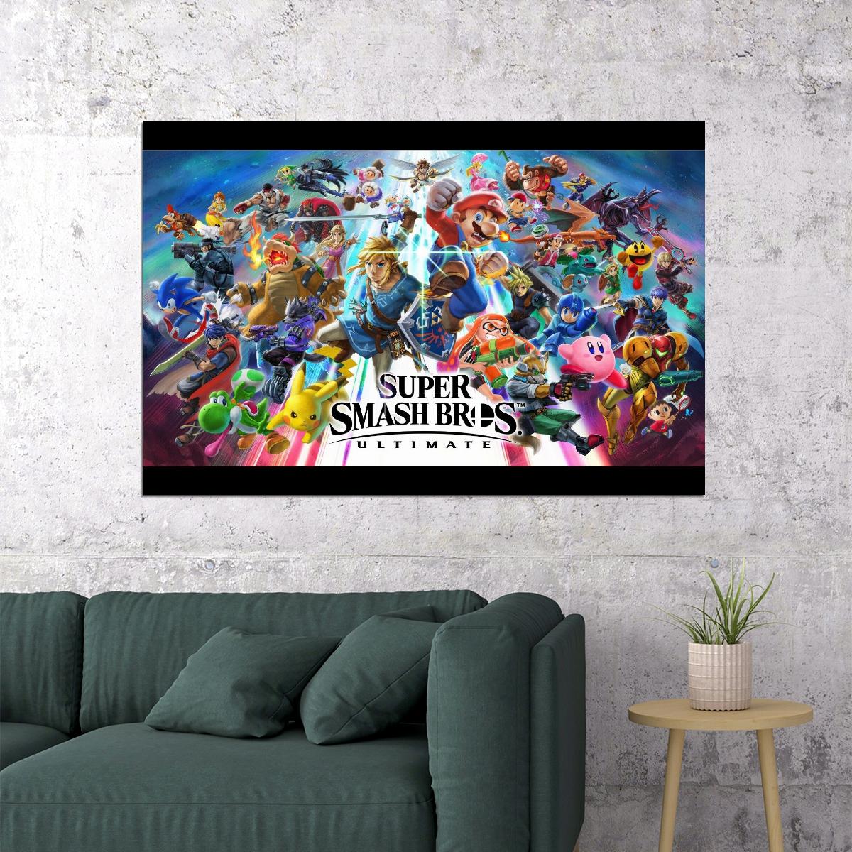 Super Smash Bros Nintendo Video Game Poster Iconic Fighting Game Wall Art