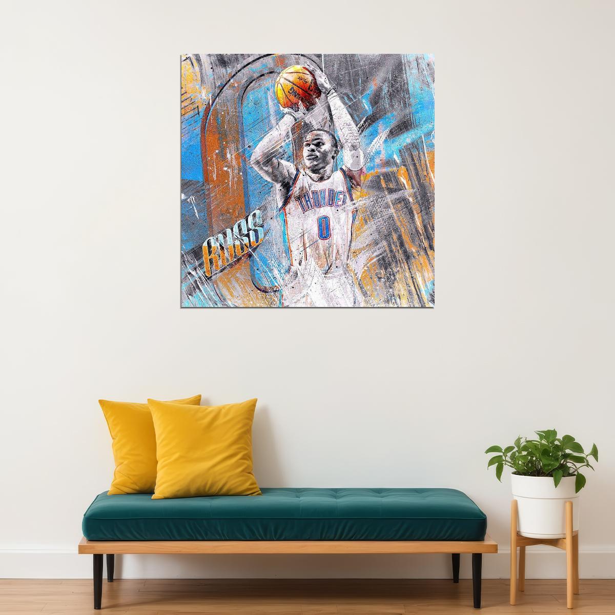 Russell Westbrook Nba Poster Famous Basketball Star Motivational Sports Print