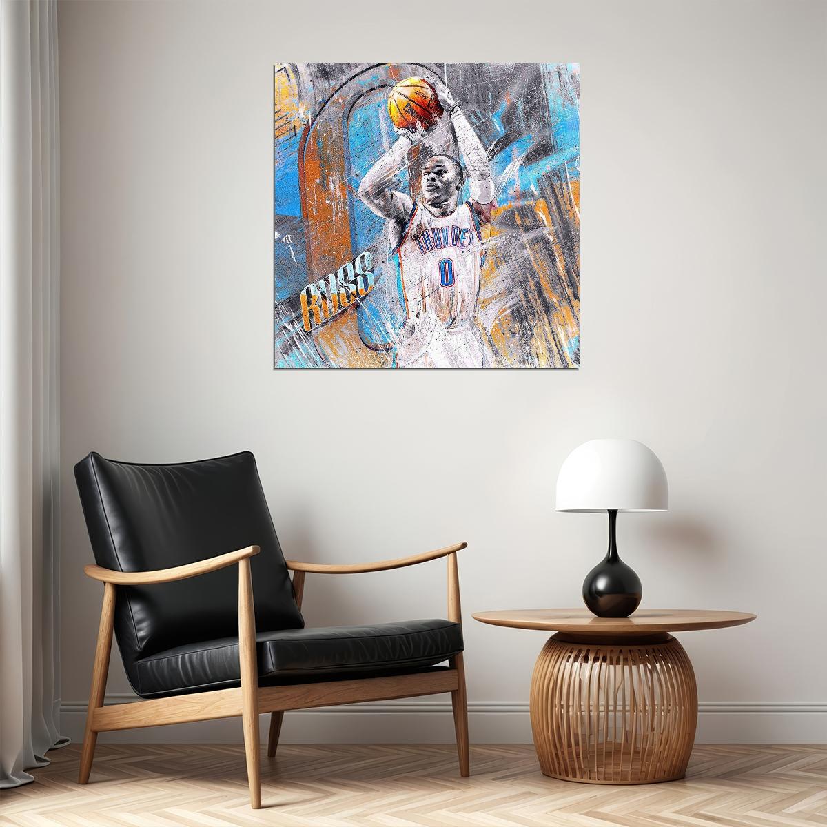 Russell Westbrook Nba Poster Famous Basketball Star Motivational Sports Print