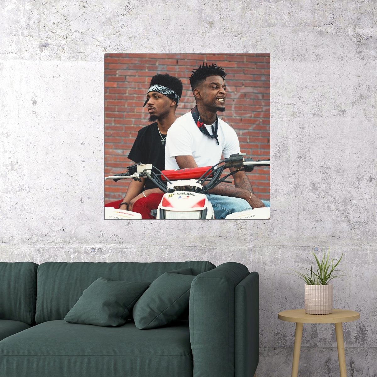 21 Savage & Metro Boomin Poster Hip-hop Music Wall Art Rap Collaboration Print