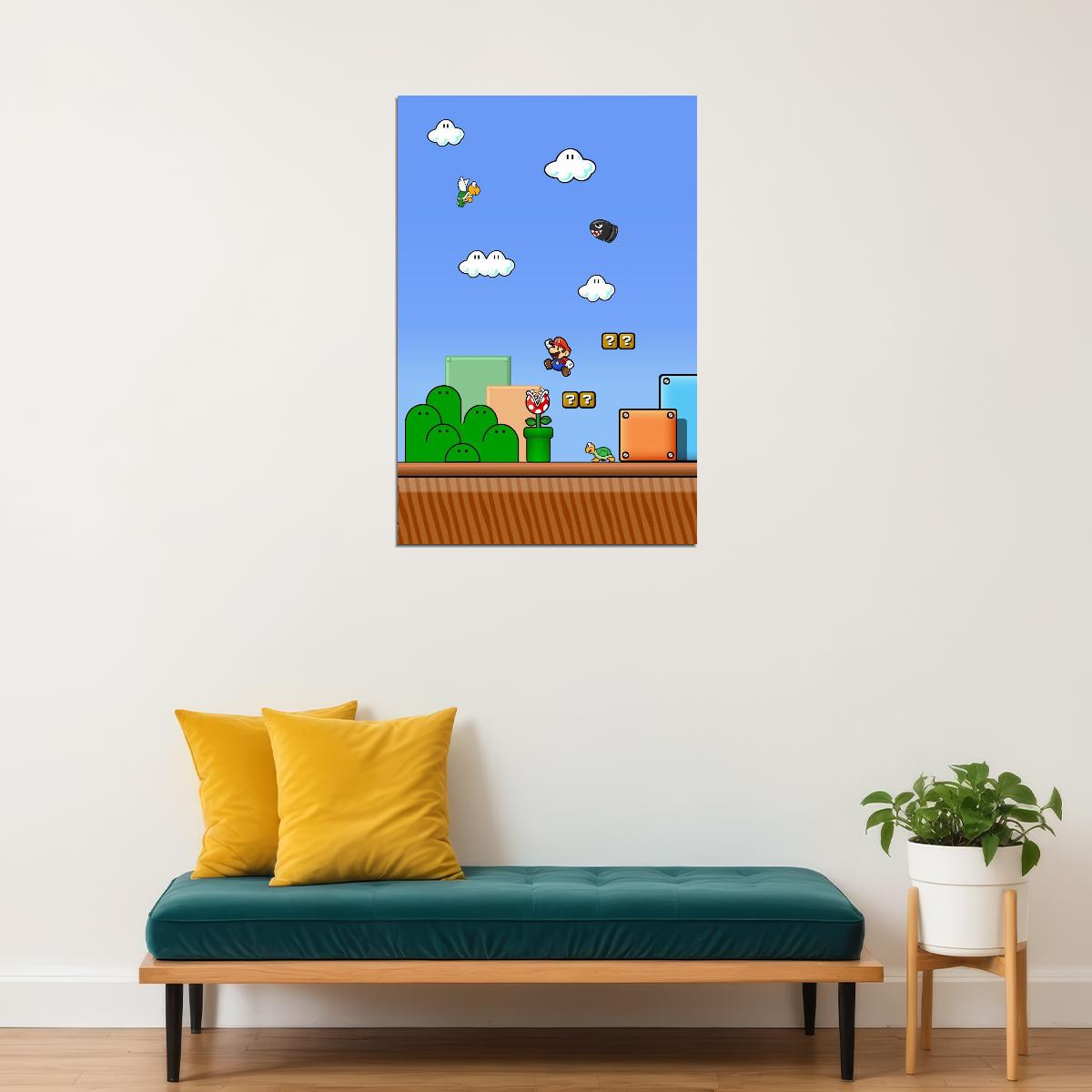 Super Mario Nintendo Video Game Poster Retro Gamer Wall Art