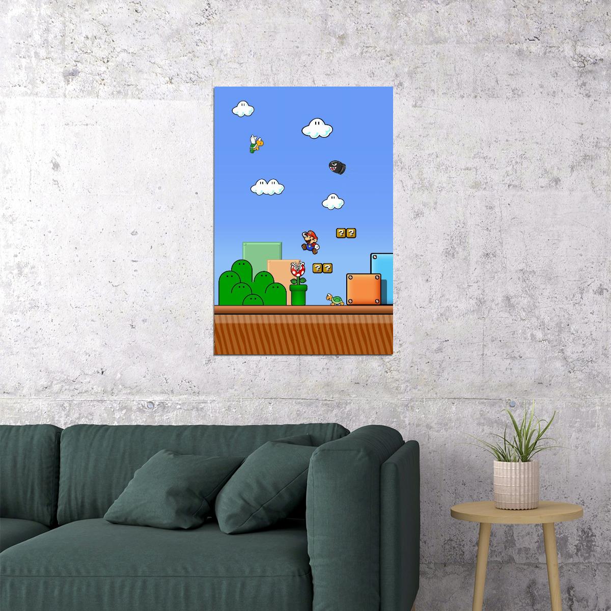 Super Mario Nintendo Video Game Poster Retro Gamer Wall Art