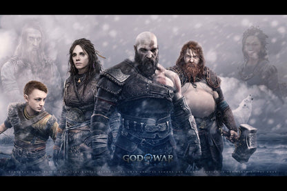 God Of War Ragnarök Video Game Poster Playstation Wall Art Norse Mythology Print