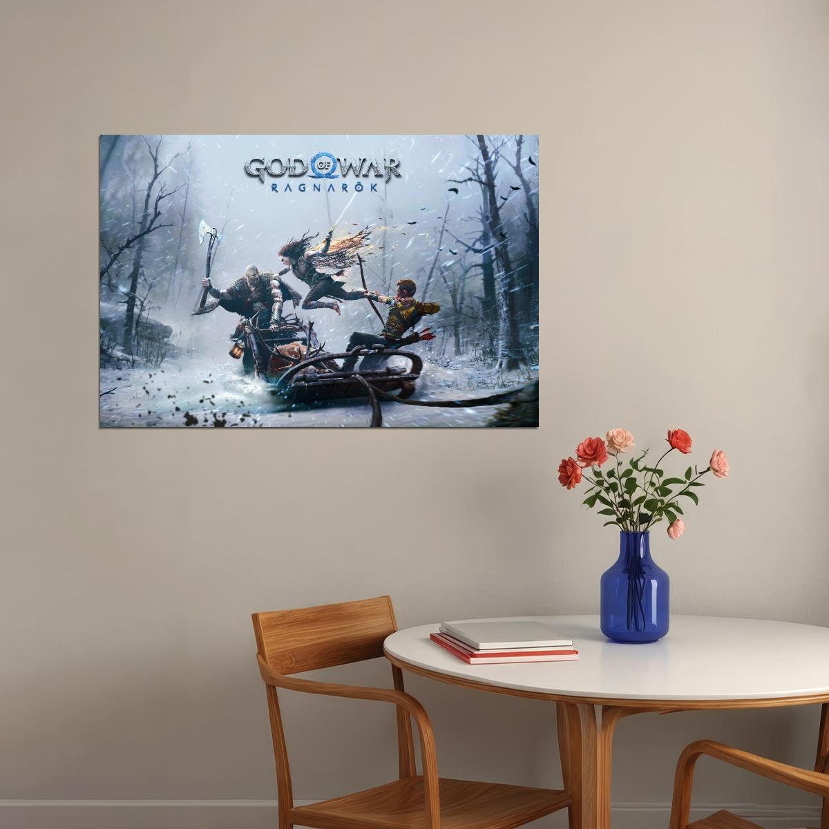 God Of War Ragnarök Video Game Poster Playstation Wall Art Norse Mythology Print