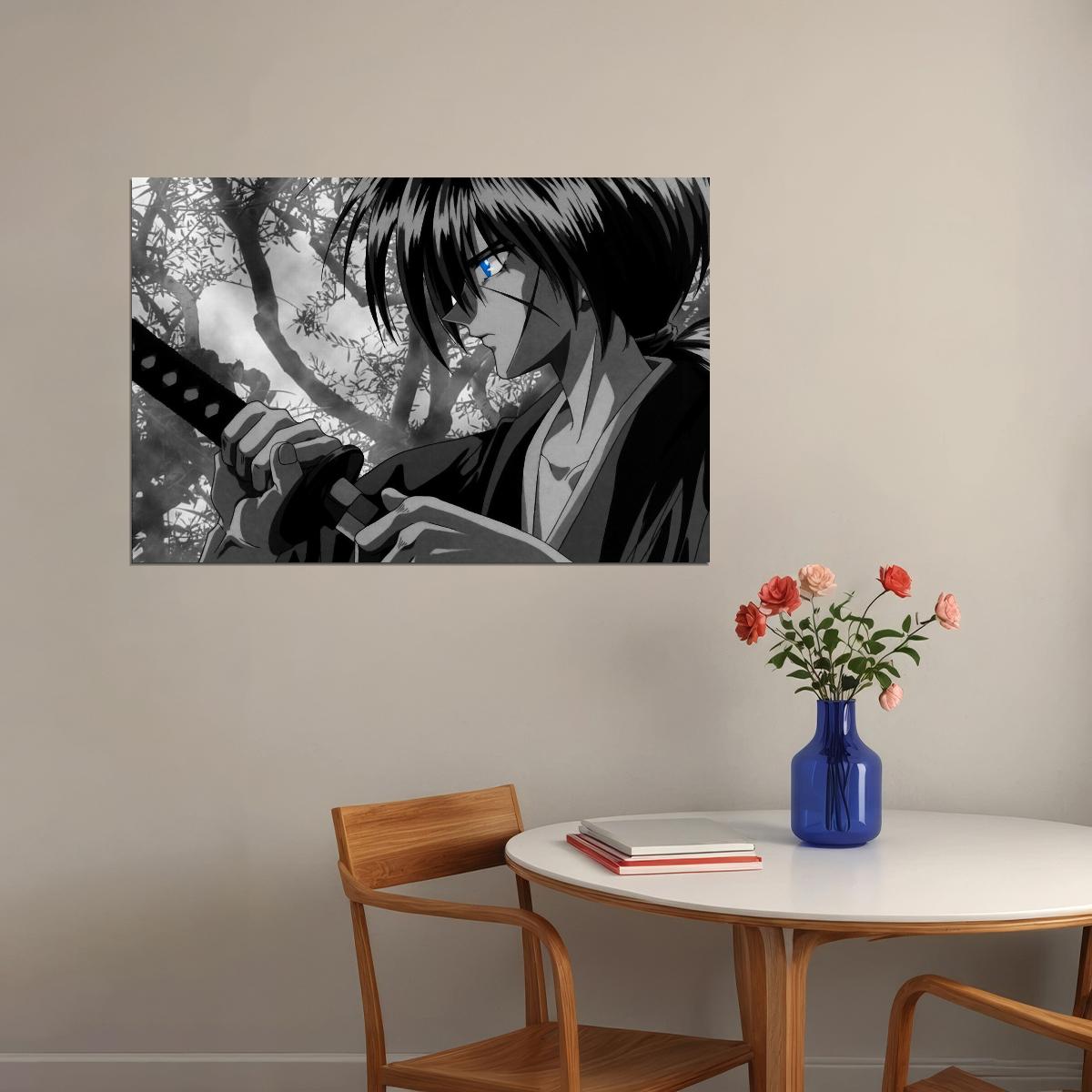 Rurouni Kenshin Anime Poster Japanese Manga Art Samurai Wall Art - xonomax