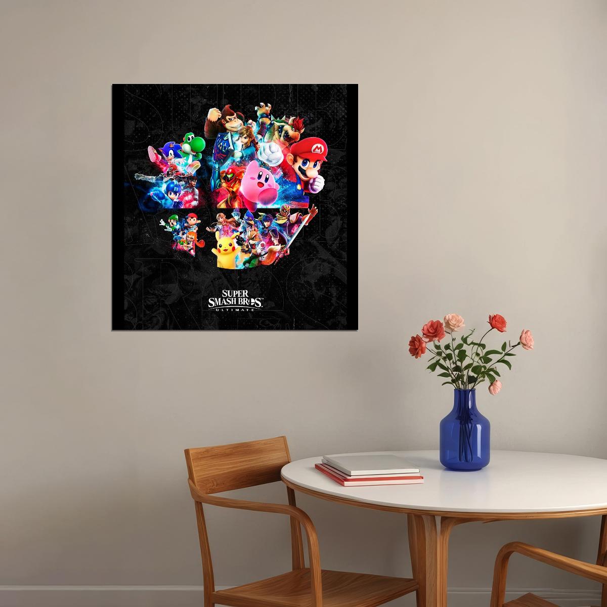 Super Smash Bros Nintendo Video Game Poster Iconic Fighting Game Wall Art