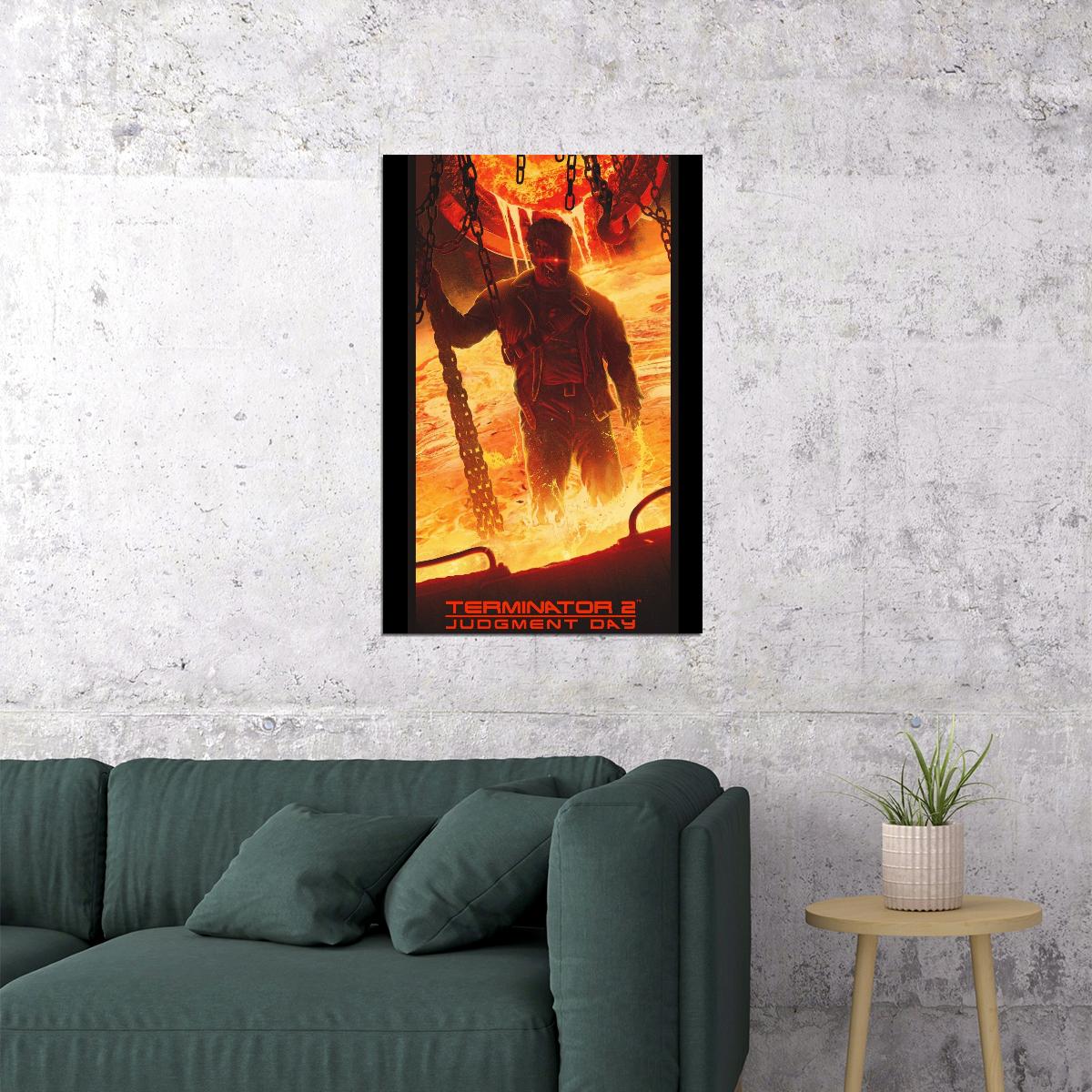 Arnold Schwarzenegger Terminator 2 Movie Poster Sci-fi Film Wall Art Action Icon Print