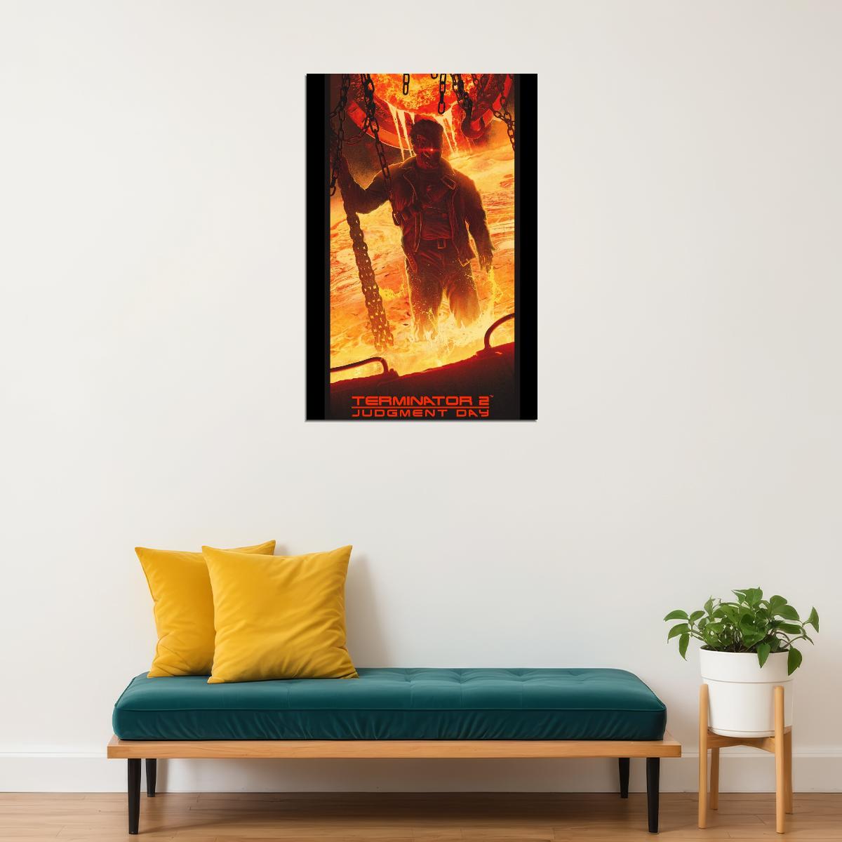 Arnold Schwarzenegger Terminator 2 Movie Poster Sci-fi Film Wall Art Action Icon Print