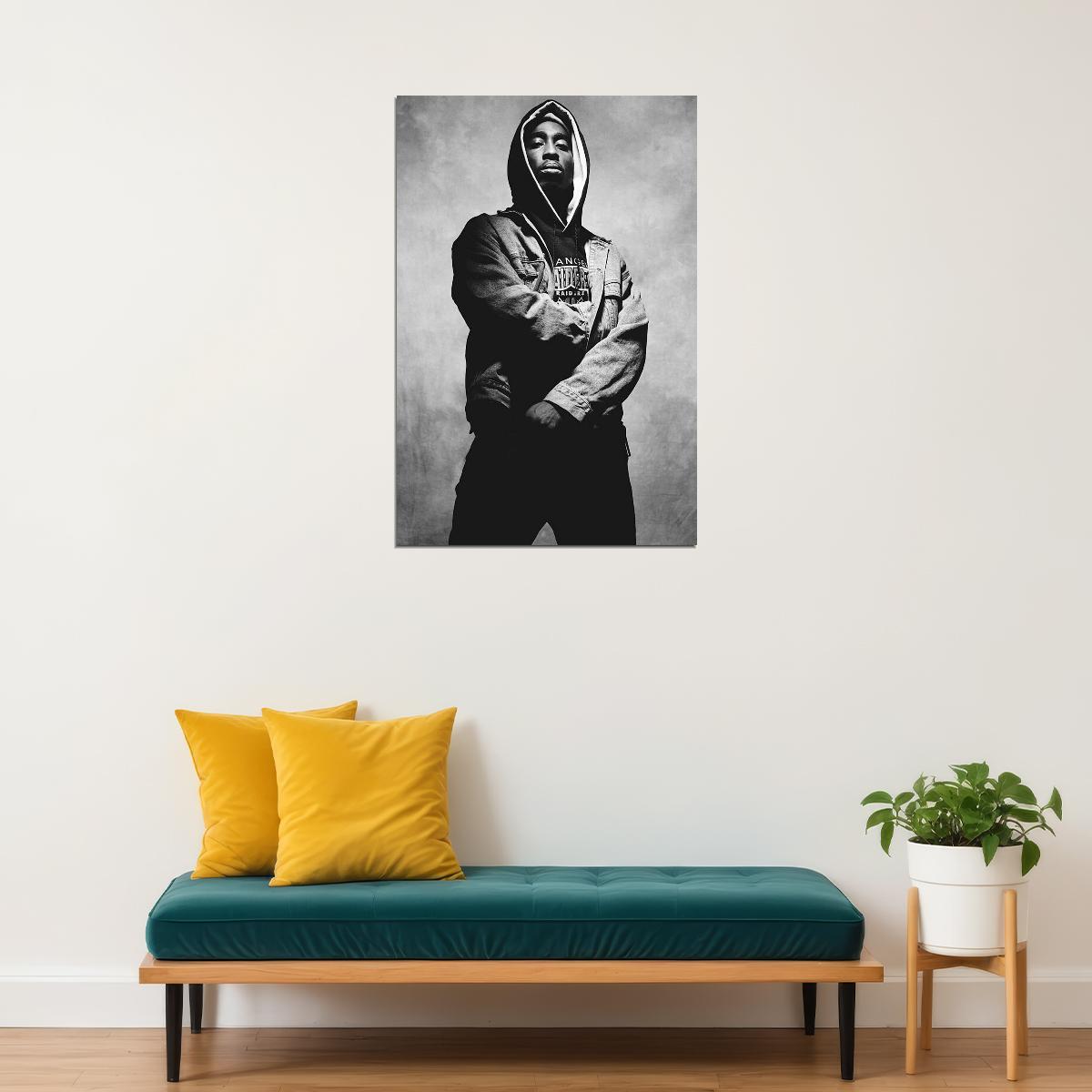 Tupac Shakur 2pac Poster Iconic Rap Music Legend Wall Art Hip Hop Artist Inspirational Print