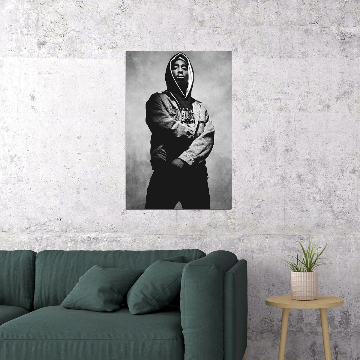 Tupac Shakur 2pac Poster Iconic Rap Music Legend Wall Art Hip Hop Artist Inspirational Print