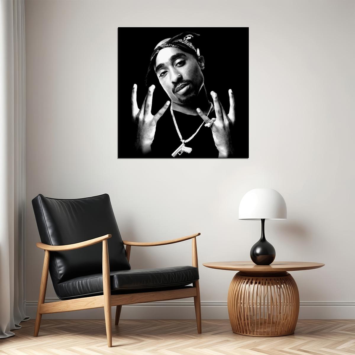 Tupac Shakur 2pac Poster Iconic Rap Music Legend Wall Art Hip Hop Artist Inspirational Print