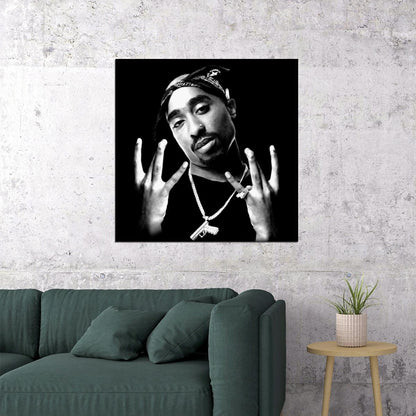 Tupac Shakur 2pac Poster Iconic Rap Music Legend Wall Art Hip Hop Artist Inspirational Print