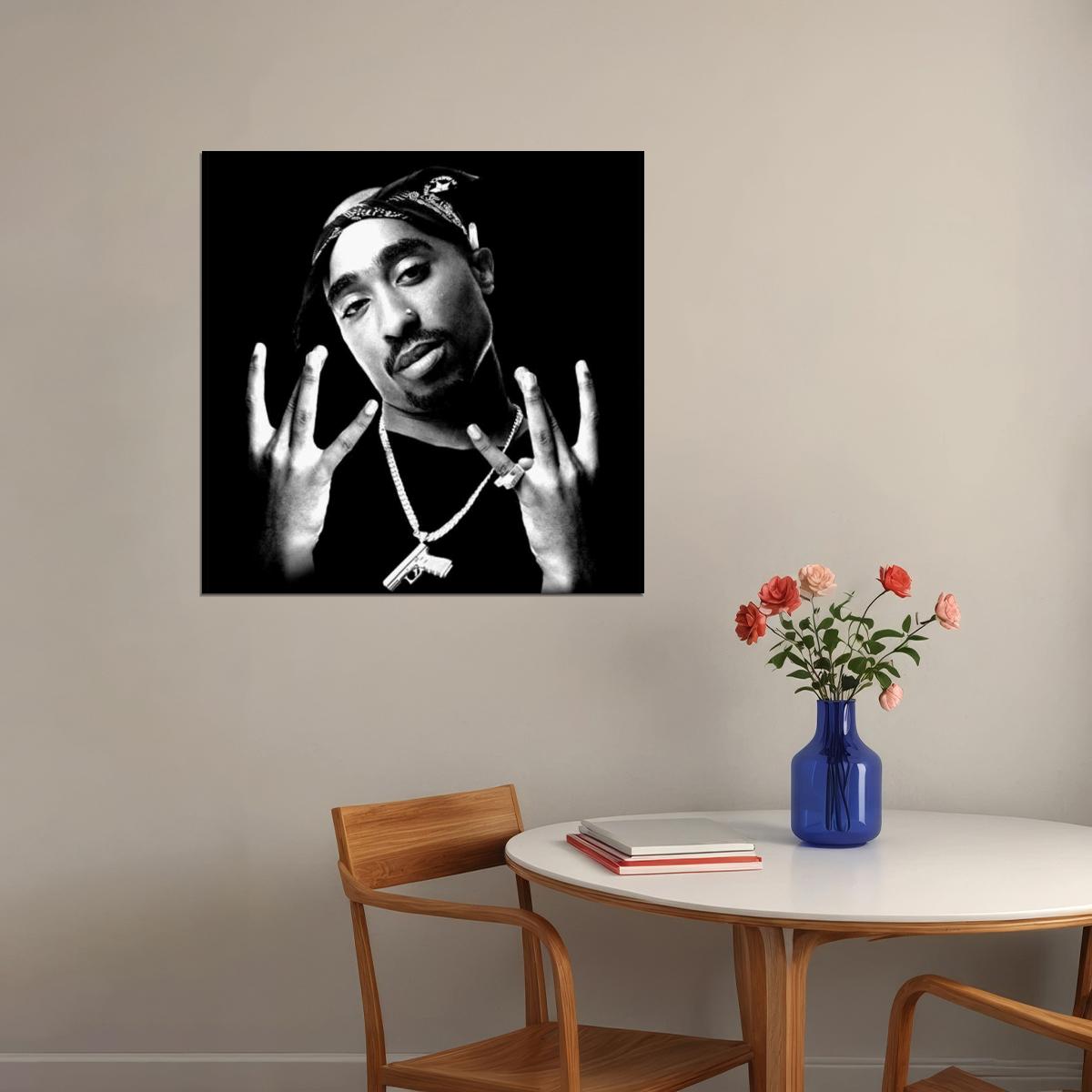 Tupac Shakur 2pac Poster Iconic Rap Music Legend Wall Art Hip Hop Artist Inspirational Print