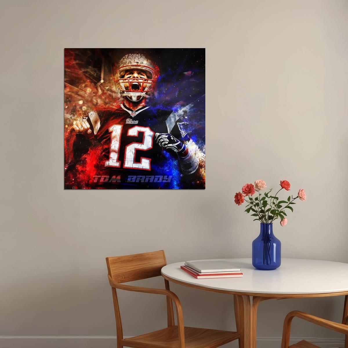 Tom Brady Nfl Football Poster Iconic Quarterback Star Art Inspirational Sports Print