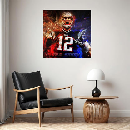 Tom Brady Nfl Football Poster Iconic Quarterback Star Art Inspirational Sports Print