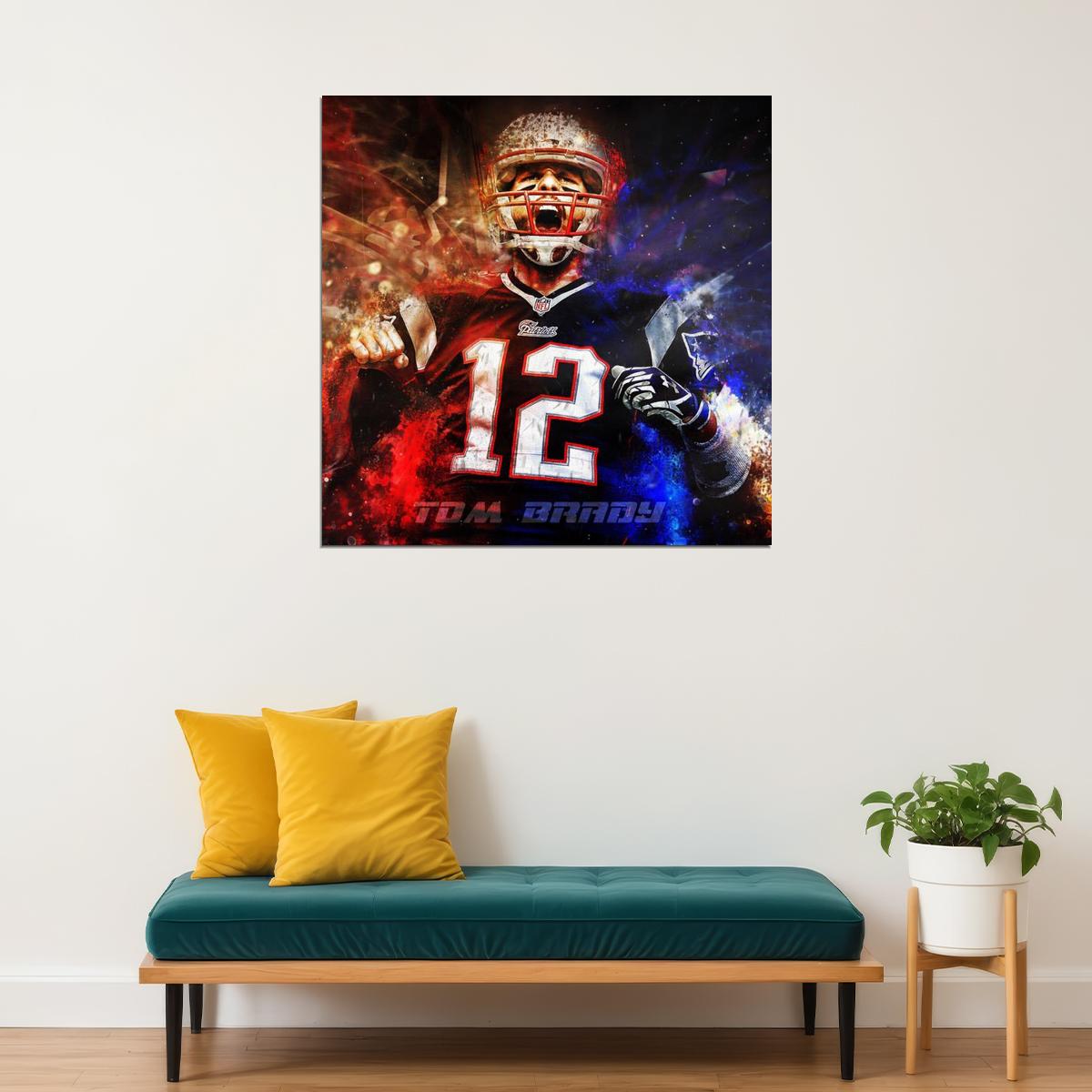 Tom Brady Nfl Football Poster Iconic Quarterback Star Art Inspirational Sports Print