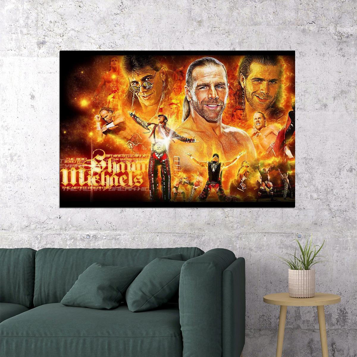 Superstar Shawn Michaels Wrestling Poster Iconic Wwe Legend Wall Art