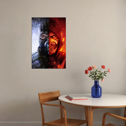 Mortal Kombat Sub-zero Scorpion Video Game Poster Gamer Wall Art Print