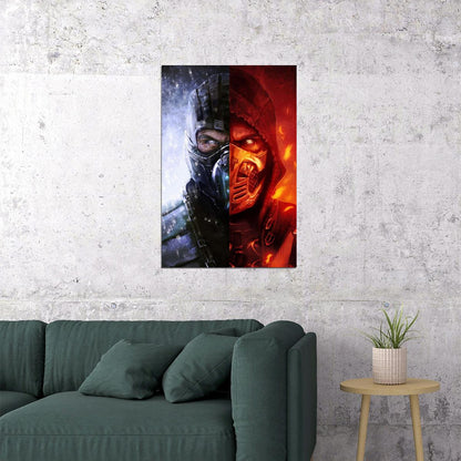 Mortal Kombat Sub-zero Scorpion Video Game Poster Gamer Wall Art Print