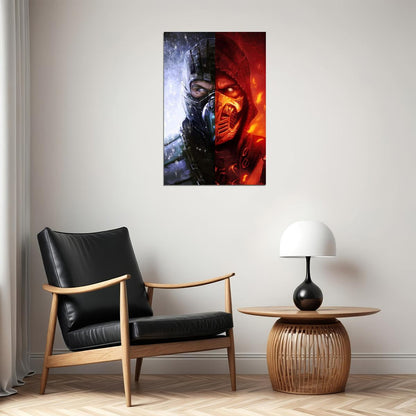 Mortal Kombat Sub-zero Scorpion Video Game Poster Gamer Wall Art Print