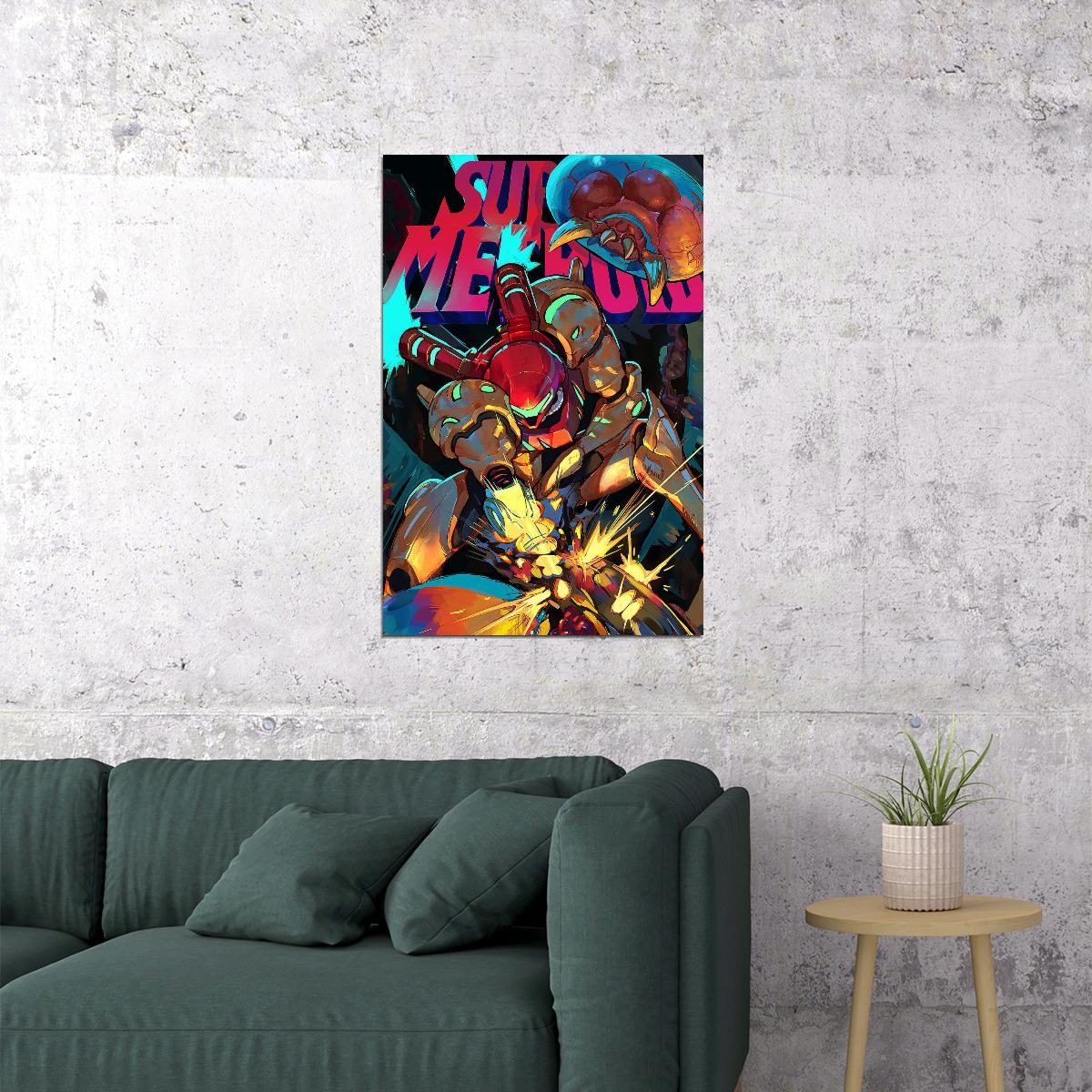 Super Metroid Nintendo Video Game Poster Iconic Retro Sci-fi Wall Art