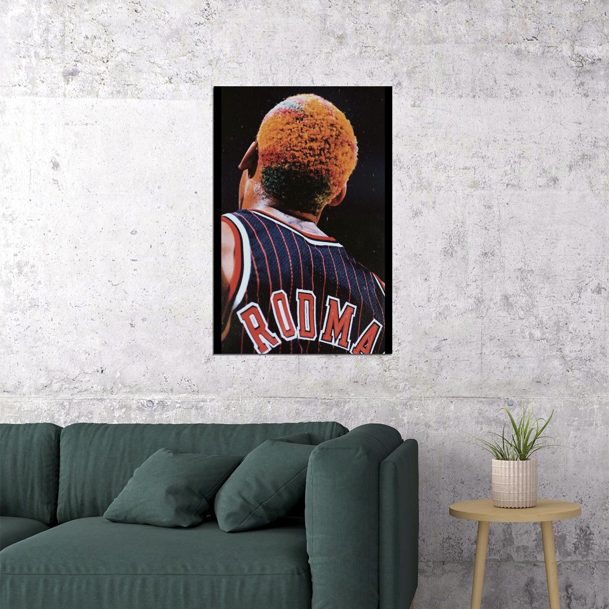 Dennis Rodman Basketball Poster Nba Legend Wall Art Chicago Bulls Sports Print